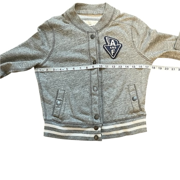 Y2K Abercrombie & Fitch Grey Varsity Bomber Jacket Patchwork Logo Size: Medium - Picture 6 of 7